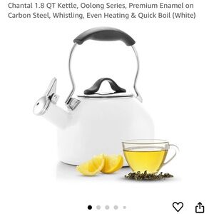 Chantal white enamel on steel 1.8QT whistling tea kettle🫖